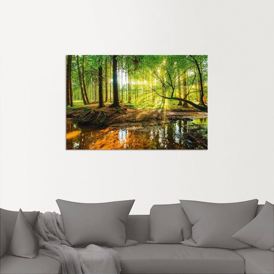 Artland Artprint Bos met beek als artprint van aluminium artprint voor buiten artprint op linnen poster muursticker - Foto 2