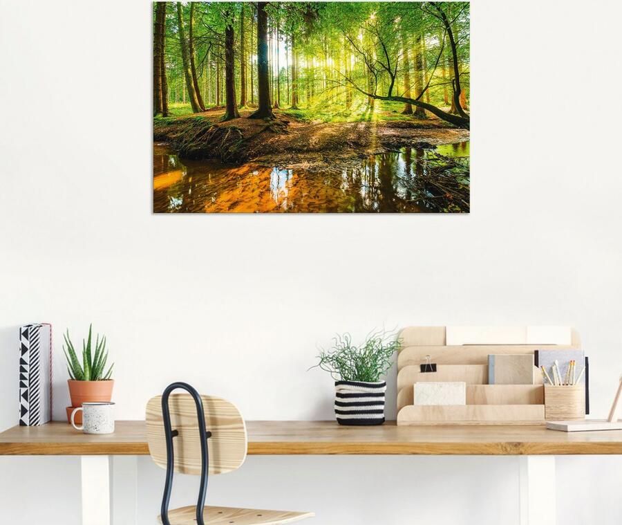 Artland Artprint Bos met beek als artprint van aluminium artprint voor buiten artprint op linnen poster muursticker - Foto 5