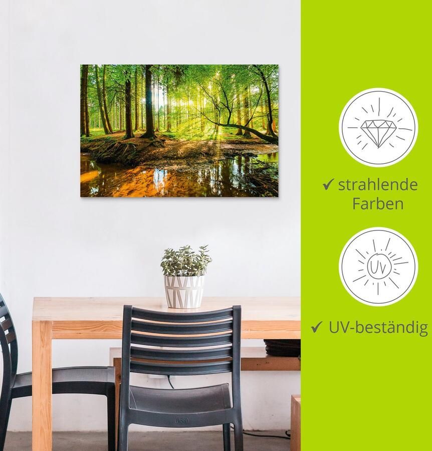 Artland Artprint Bos met beek als artprint van aluminium artprint voor buiten artprint op linnen poster muursticker - Foto 2