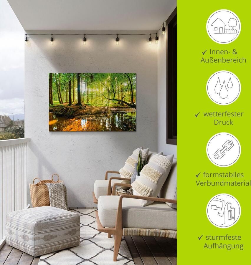 Artland Artprint Bos met beek als artprint van aluminium artprint voor buiten artprint op linnen poster muursticker - Foto 3