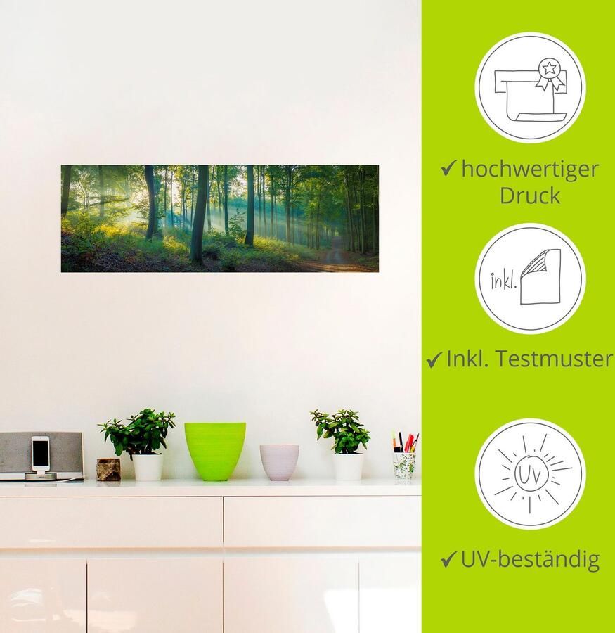 Artland Artprint Bos panorama als artprint van aluminium artprint voor buiten artprint op linnen poster muursticker - Foto 2
