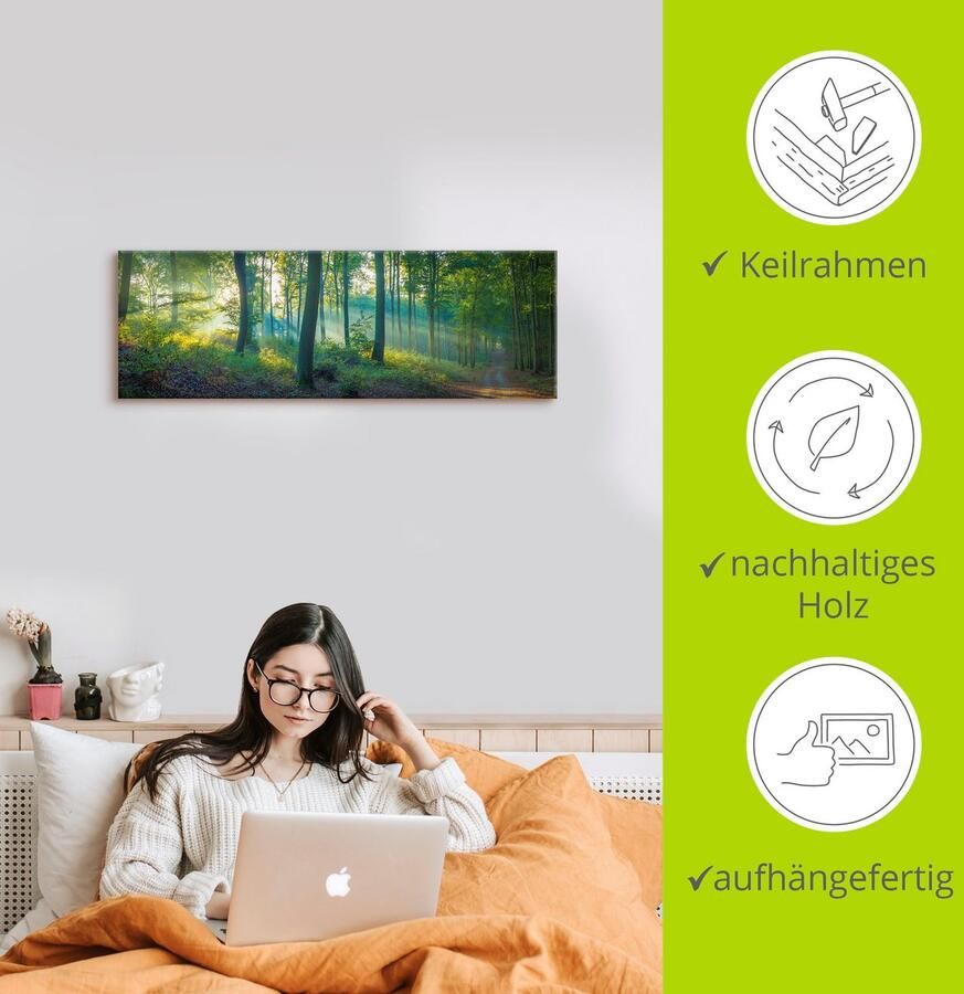 Artland Artprint Bos panorama als artprint van aluminium artprint voor buiten artprint op linnen poster muursticker - Foto 2