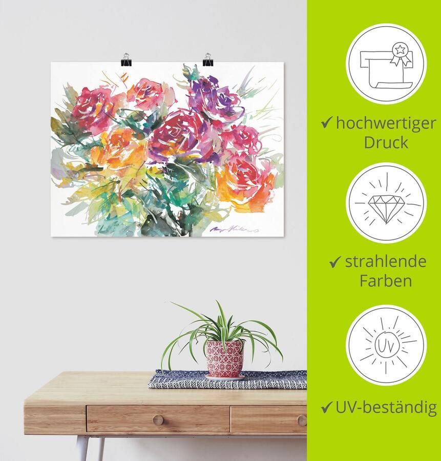 Artland Artprint Bos rozen als artprint op linnen poster in verschillende formaten maten - Foto 5