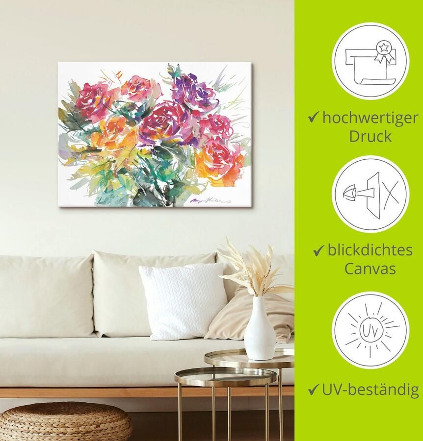 Artland Artprint Bos rozen als artprint op linnen poster in verschillende formaten maten - Foto 4