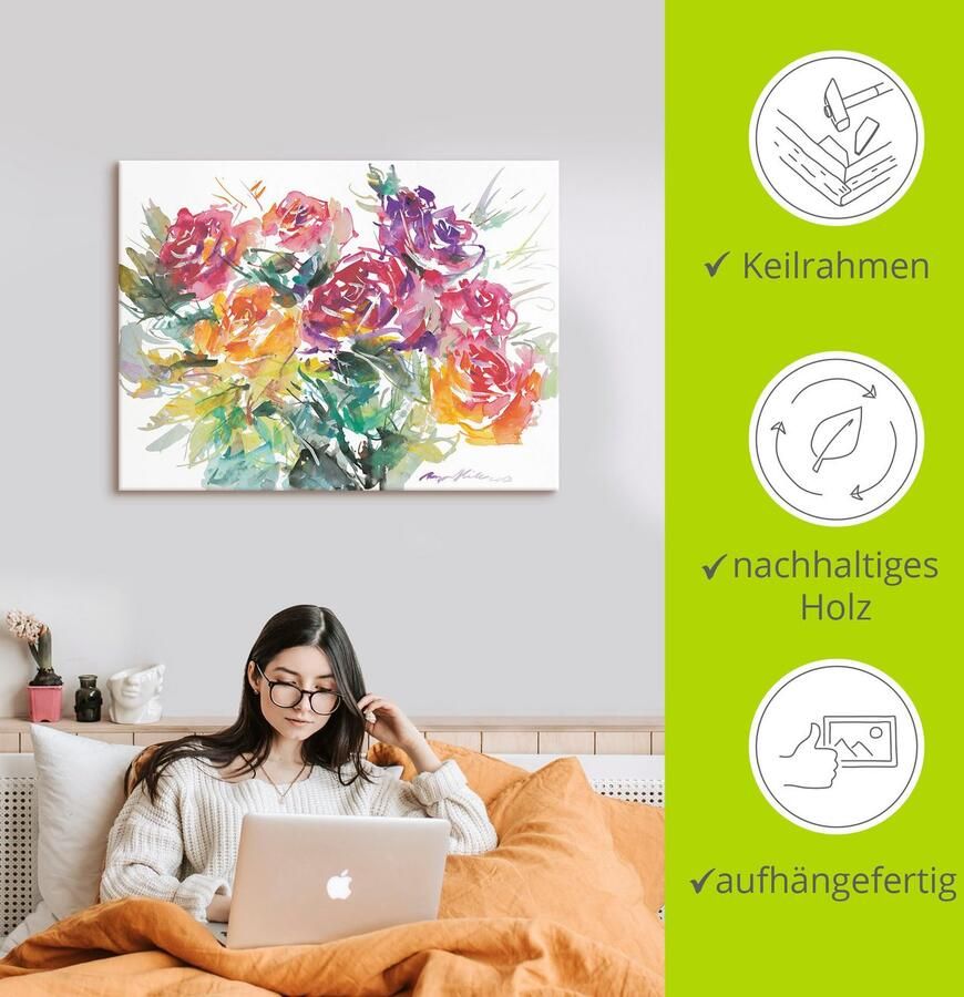 Artland Artprint Bos rozen als artprint op linnen poster in verschillende formaten maten - Foto 3