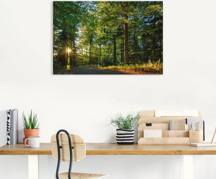 Artland Artprint Bospad in het romantische Zwarte Woud als artprint van aluminium artprint op linnen muursticker verschillende maten - Foto 5