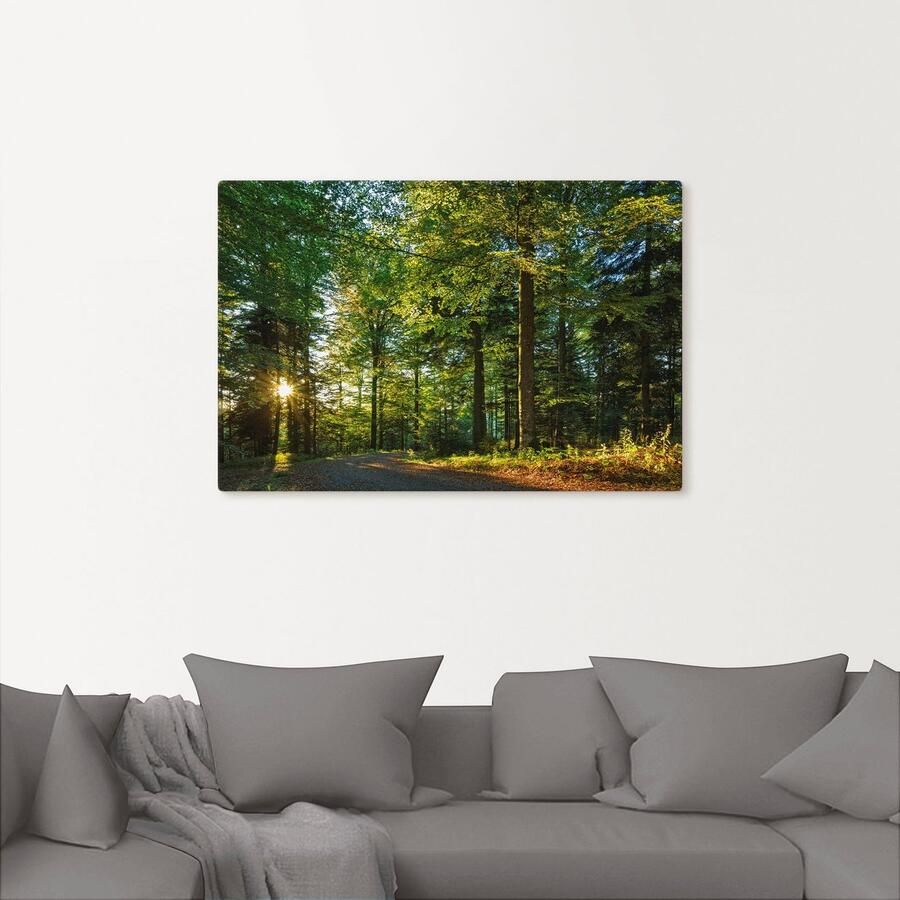 Artland Artprint Bospad in het romantische Zwarte Woud als artprint van aluminium artprint op linnen muursticker verschillende maten