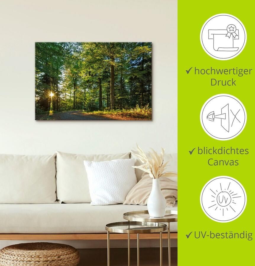 Artland Artprint Bospad in het romantische Zwarte Woud als artprint van aluminium artprint op linnen muursticker verschillende maten - Foto 3