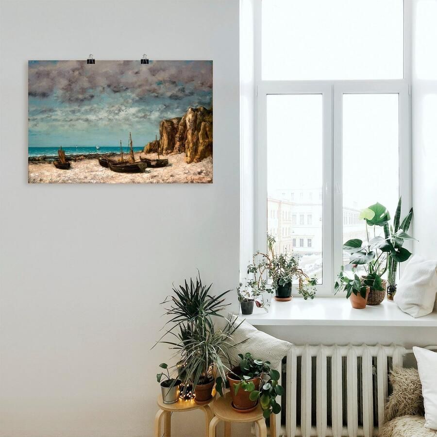 Artland Artprint Boten op het strand van Etretat. Rond 1872 75 als artprint op linnen poster in verschillende formaten maten - Foto 2