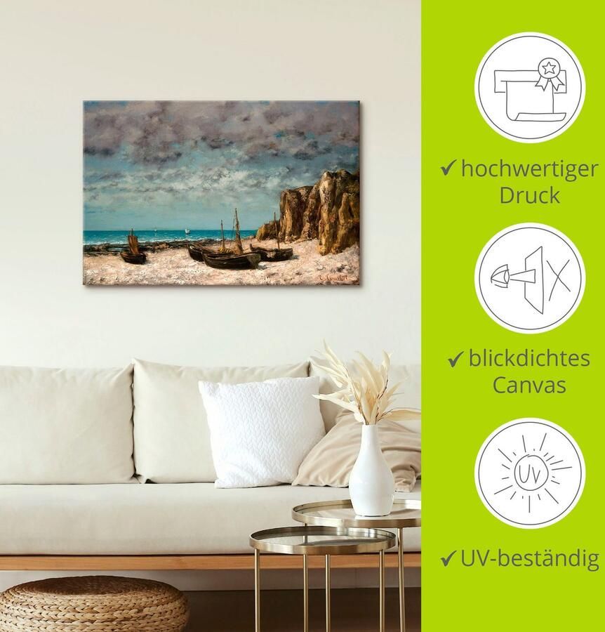 Artland Artprint Boten op het strand van Etretat. Rond 1872 75 als artprint op linnen poster in verschillende formaten maten - Foto 3