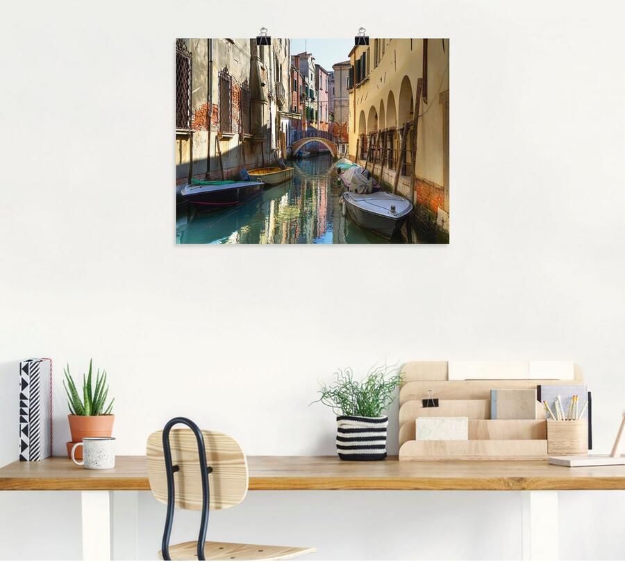Artland Artprint Boten op kanaal in Venetië als artprint van aluminium artprint voor buiten artprint op linnen poster in verschillende maten. maten - Foto 4
