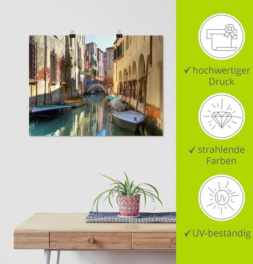 Artland Artprint Boten op kanaal in Venetië als artprint van aluminium artprint voor buiten artprint op linnen poster in verschillende maten. maten - Foto 3