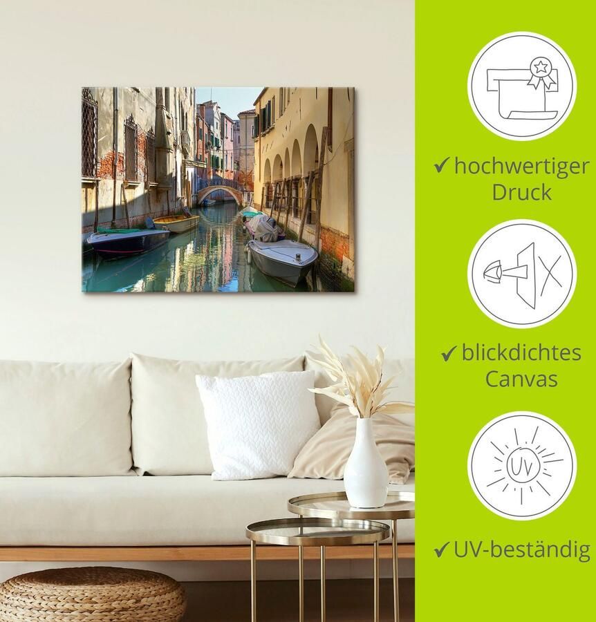 Artland Artprint Boten op kanaal in Venetië als artprint van aluminium artprint voor buiten artprint op linnen poster in verschillende maten. maten - Foto 2