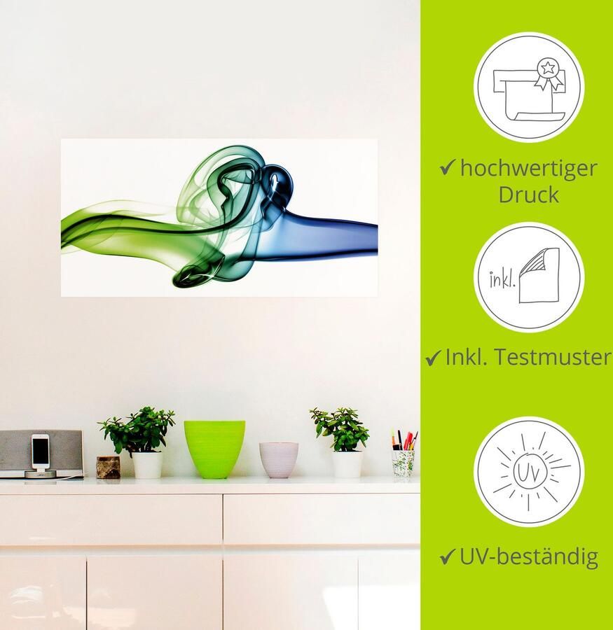 Artland Artprint Botsing van blauw en groen als artprint van aluminium artprint op linnen muursticker verschillende maten - Foto 3