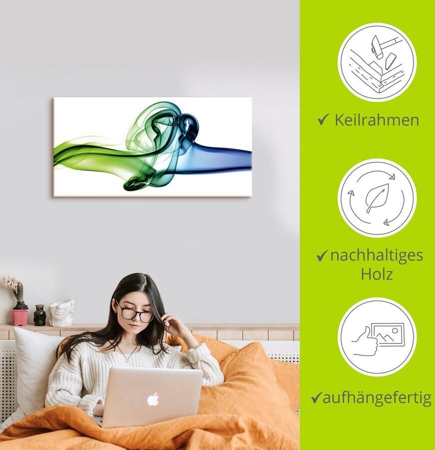 Artland Artprint Botsing van blauw en groen als artprint van aluminium artprint op linnen muursticker verschillende maten - Foto 2