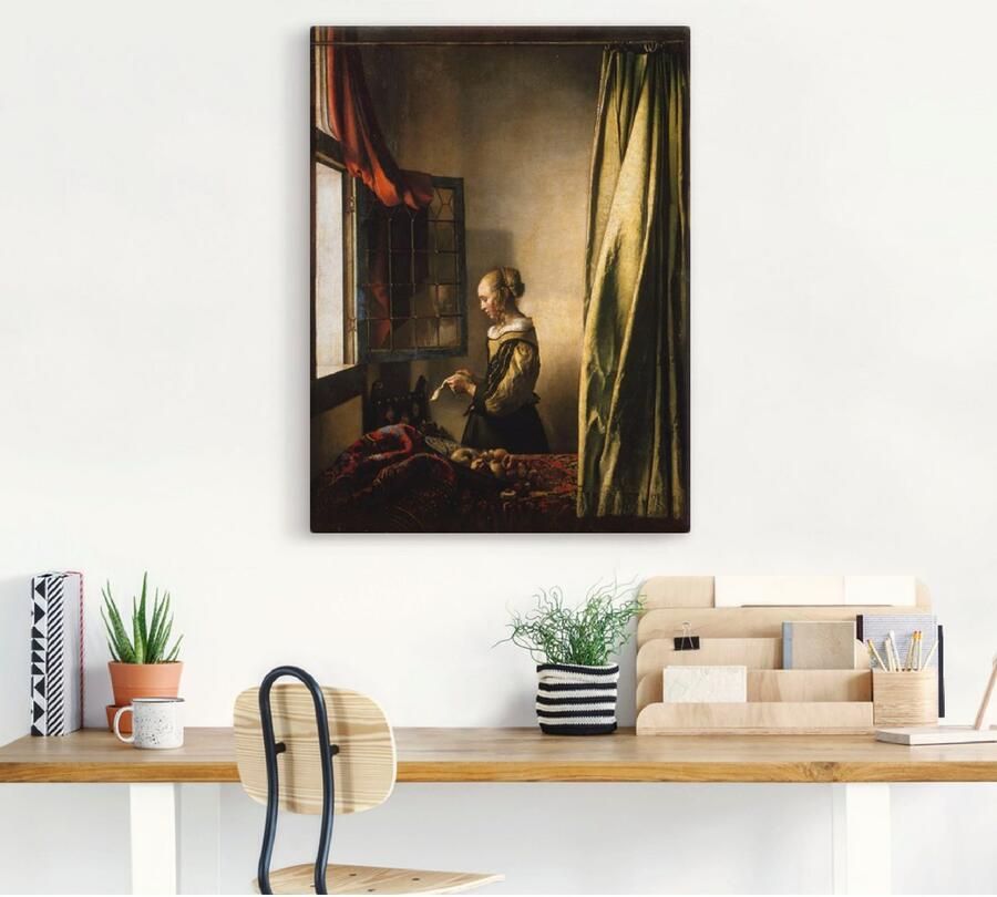 Artland Artprint Brieflezer bij het open raam. Ca. 1658 als artprint op linnen poster muursticker in verschillende maten - Foto 4