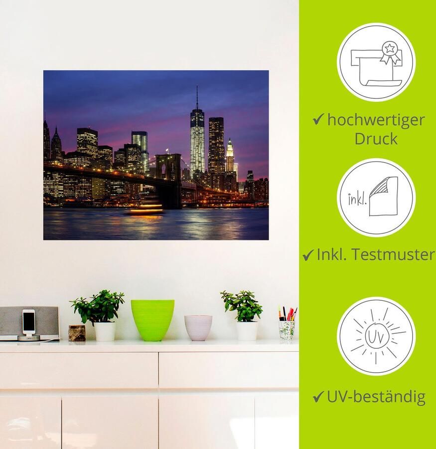 Artland Artprint Brooklyn Bridge als poster muursticker in verschillende maten - Foto 3