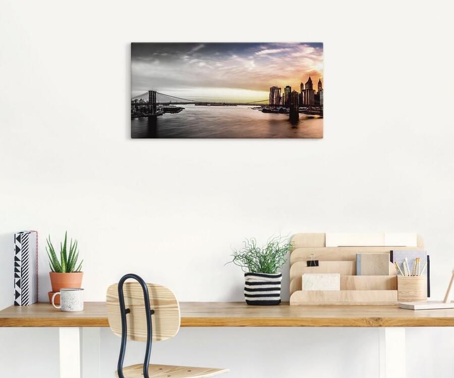 Artland Artprint Brooklyn Bridge panorama als artprint op linnen muursticker in verschillende maten - Foto 5