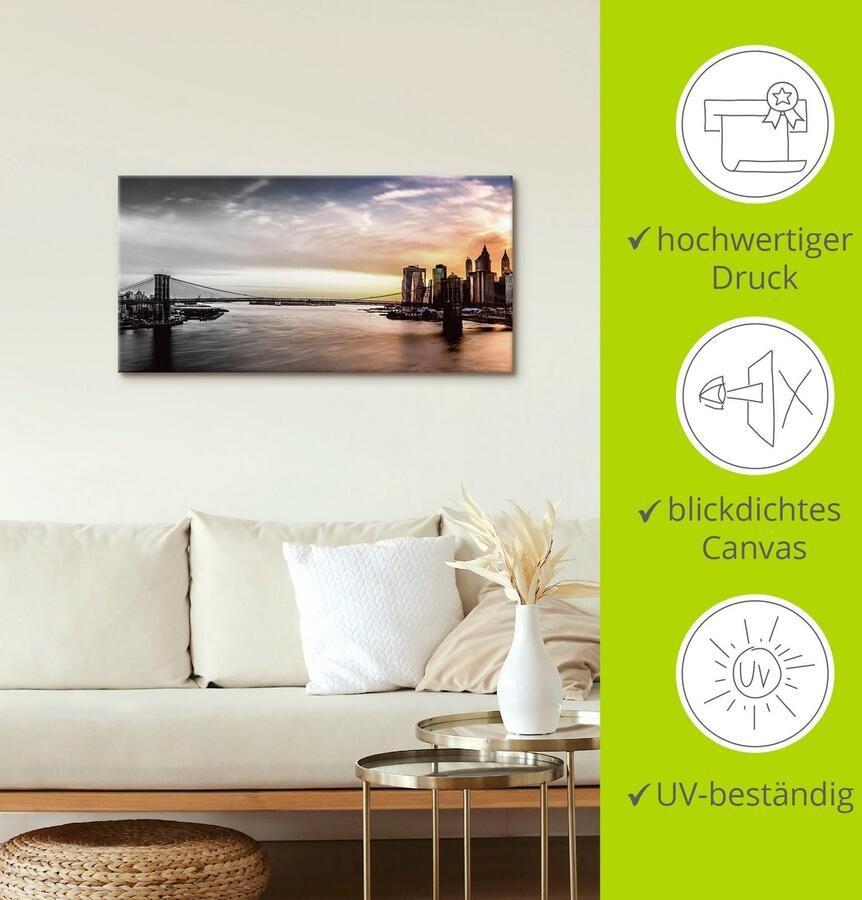 Artland Artprint Brooklyn Bridge panorama als artprint op linnen muursticker in verschillende maten - Foto 3