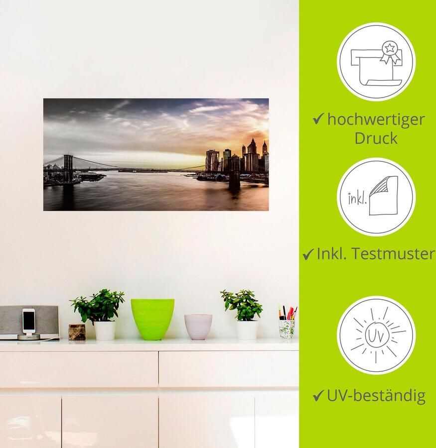 Artland Artprint Brooklyn Bridge panorama als artprint op linnen muursticker in verschillende maten - Foto 3