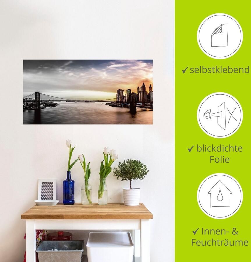 Artland Artprint Brooklyn Bridge panorama als artprint op linnen muursticker in verschillende maten - Foto 4