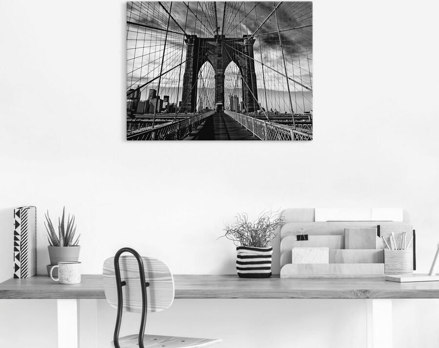 Artland Artprint Brooklyn Bridge zwart wit als artprint van aluminium artprint voor buiten artprint op linnen poster in verschillende maten. maten - Foto 5