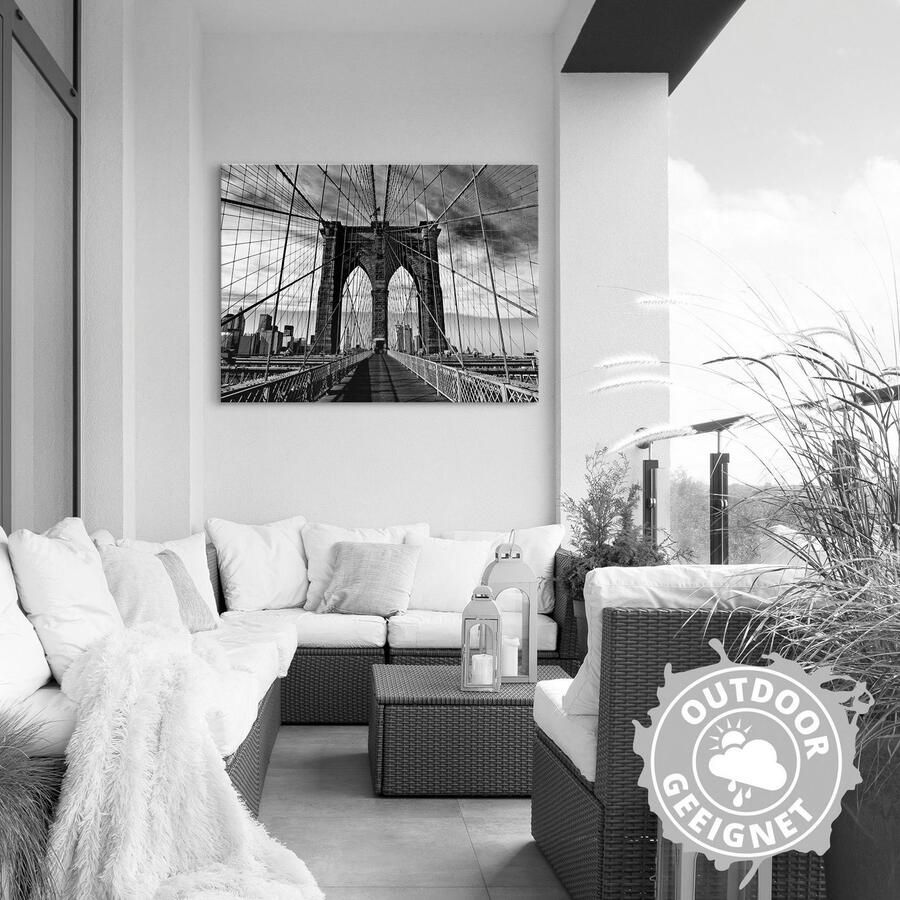 Artland Artprint Brooklyn Bridge zwart wit als artprint van aluminium artprint voor buiten artprint op linnen poster in verschillende maten. maten - Foto 2