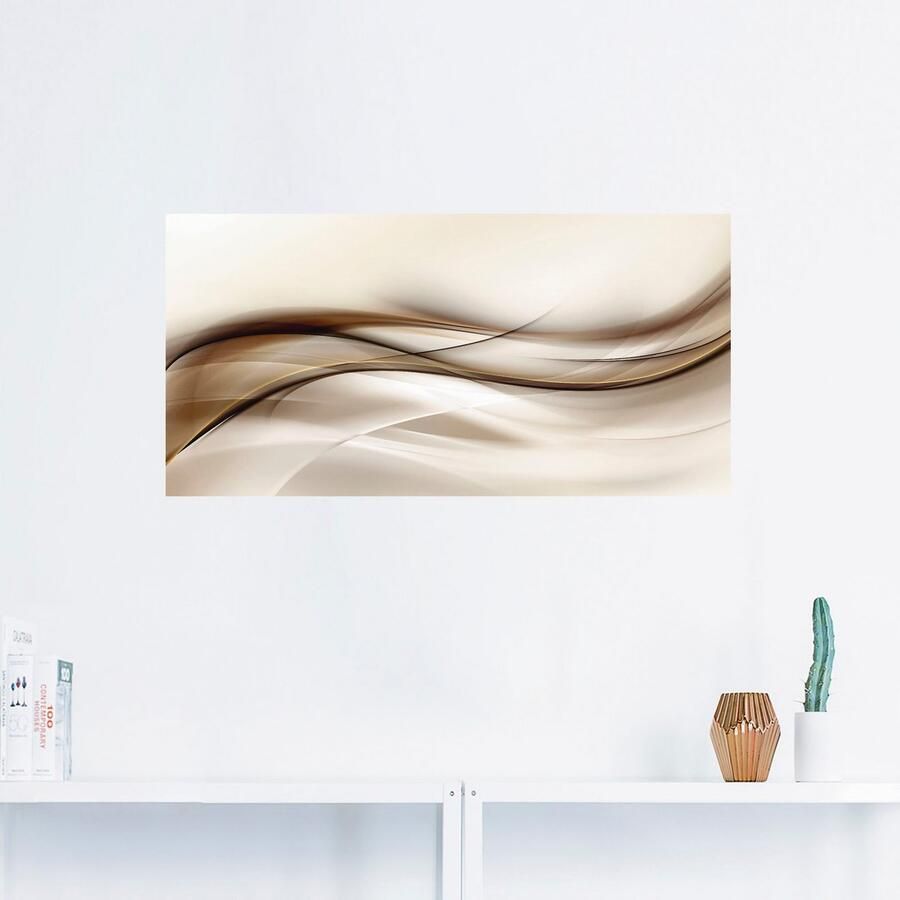 Artland Artprint Bruine abstracte golf als artprint van aluminium artprint voor buiten artprint op linnen poster muursticker - Foto 2