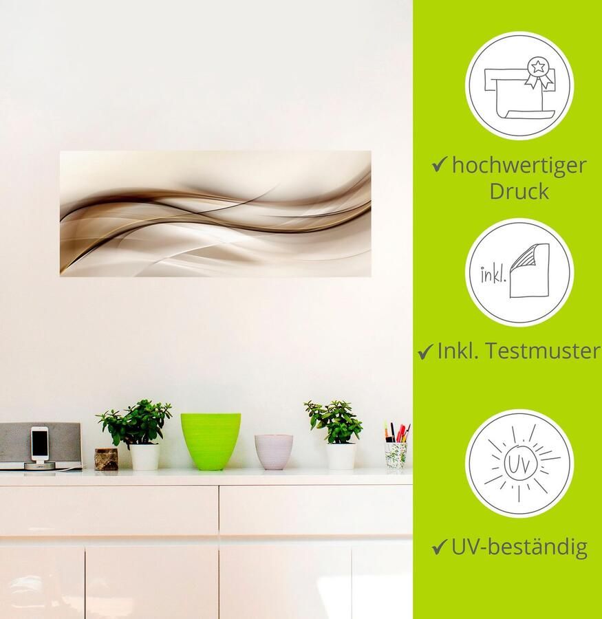 Artland Artprint Bruine abstracte golf als artprint van aluminium artprint voor buiten artprint op linnen poster muursticker - Foto 3