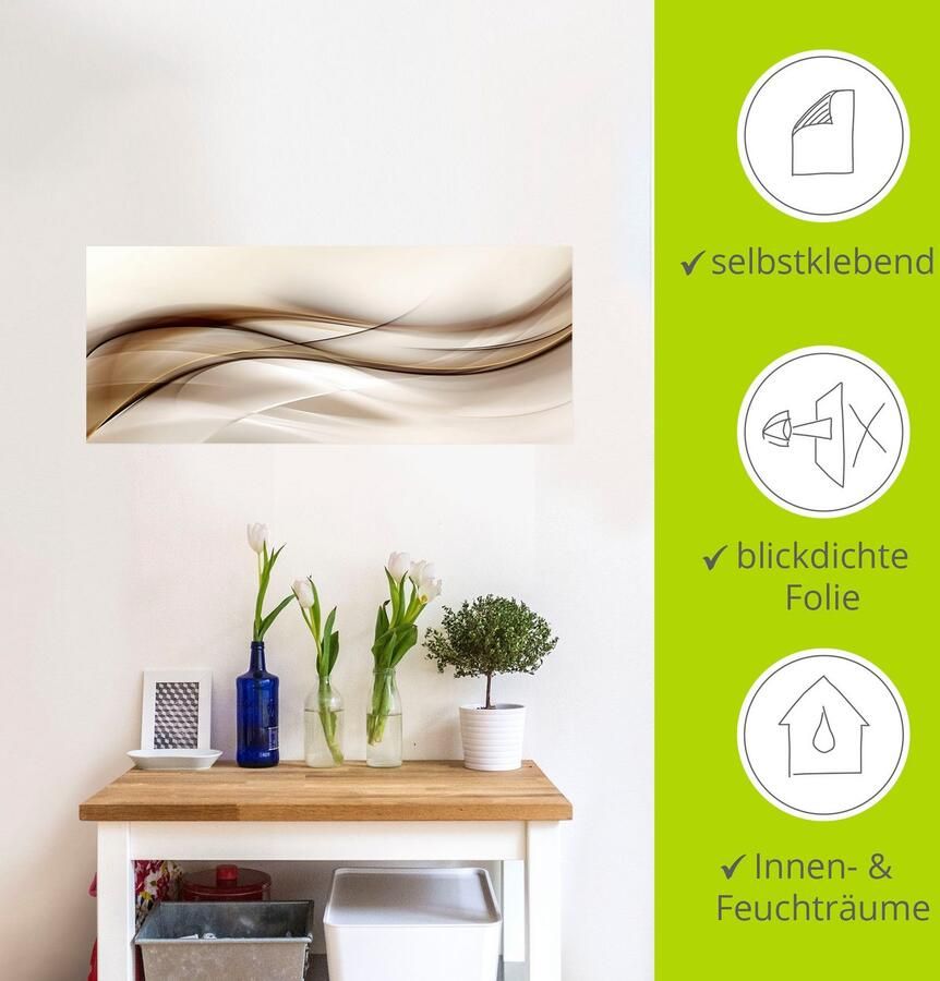 Artland Artprint Bruine abstracte golf als artprint van aluminium artprint voor buiten artprint op linnen poster muursticker - Foto 4