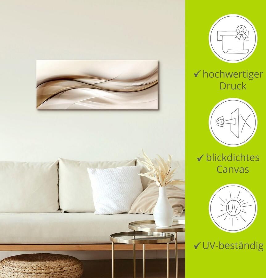 Artland Artprint Bruine abstracte golf als artprint van aluminium artprint voor buiten artprint op linnen poster muursticker - Foto 3