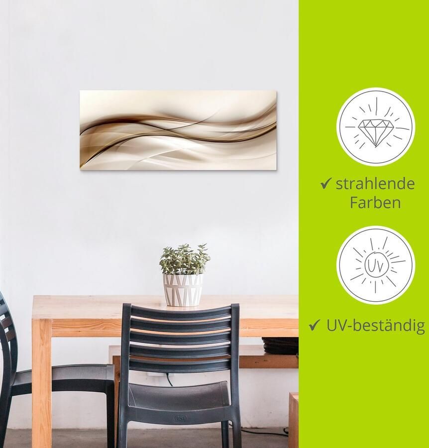 Artland Artprint Bruine abstracte golf als artprint van aluminium artprint voor buiten artprint op linnen poster muursticker - Foto 2