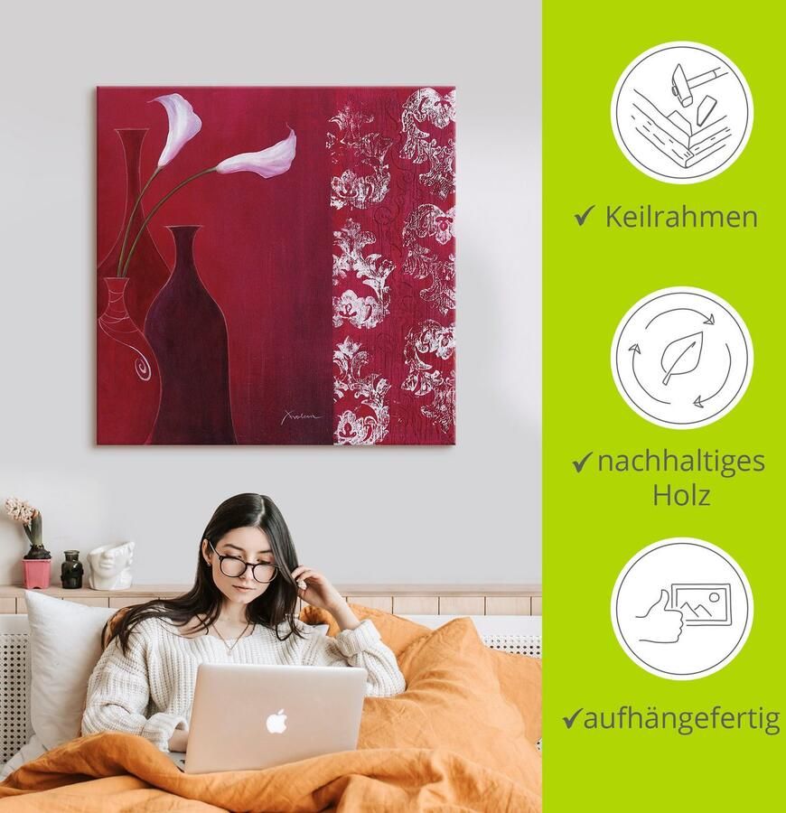 Artland Artprint Callas in vaas als artprint op linnen muursticker in verschillende maten - Foto 3