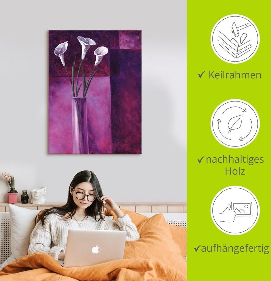 Artland Artprint Callas paars als artprint van aluminium artprint voor buiten artprint op linnen in verschillende maten - Foto 2