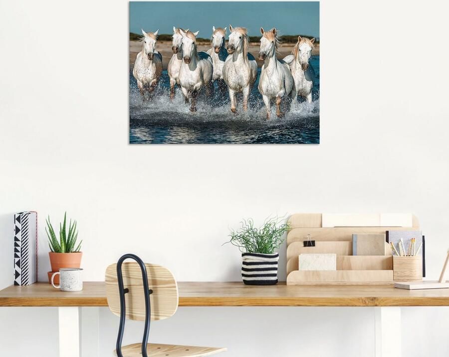 Artland Artprint Camargue paarden galopperen op het strand als artprint van aluminium artprint voor buiten artprint op linnen poster muursticker - Foto 7