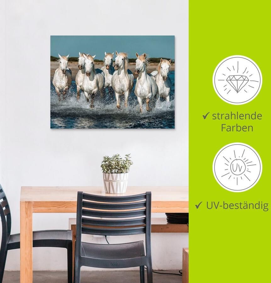 Artland Artprint Camargue paarden galopperen op het strand als artprint van aluminium artprint voor buiten artprint op linnen poster muursticker - Foto 4
