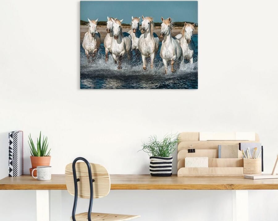Artland Artprint Camargue paarden galopperen op het strand als artprint van aluminium artprint voor buiten artprint op linnen poster muursticker - Foto 5