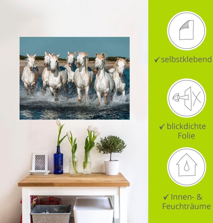 Artland Artprint Camargue paarden galopperen op het strand als artprint van aluminium artprint voor buiten artprint op linnen poster muursticker - Foto 4