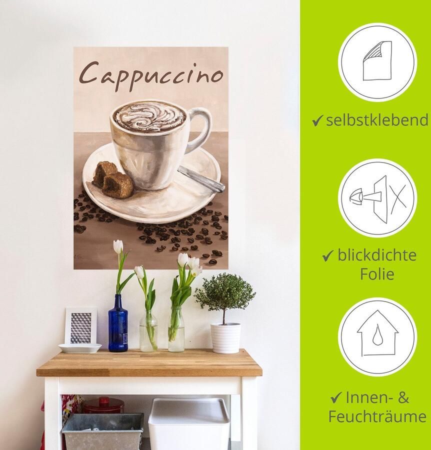 Artland Artprint Cappuccino koffie als artprint op linnen poster muursticker in verschillende maten - Foto 4