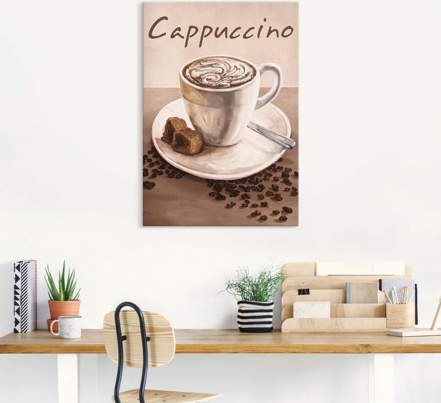 Artland Artprint Cappuccino koffie als artprint op linnen poster muursticker in verschillende maten - Foto 4