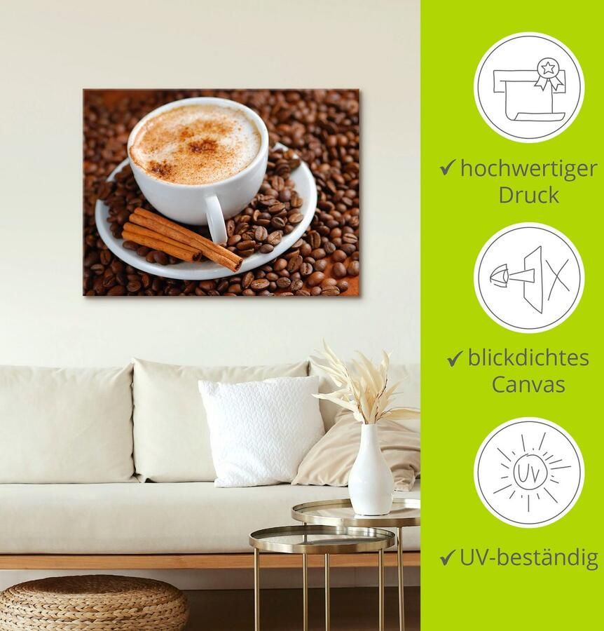 Artland Artprint Cappuccino koffie als artprint van aluminium artprint op linnen muursticker verschillende maten - Foto 4