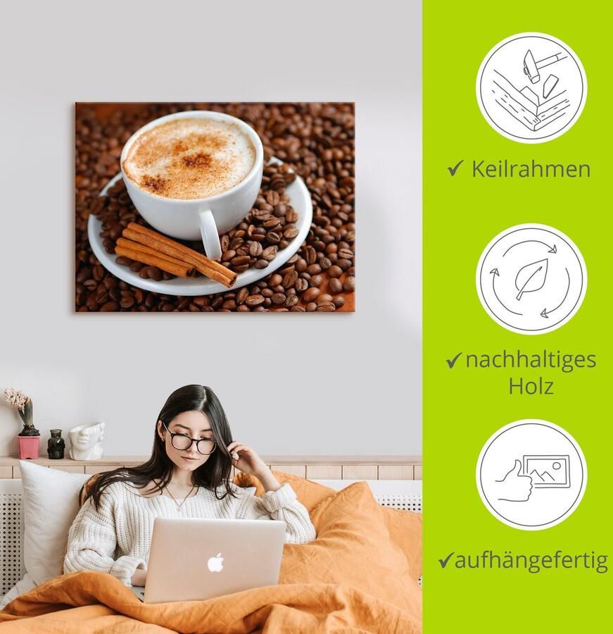Artland Artprint Cappuccino koffie als artprint van aluminium artprint op linnen muursticker verschillende maten - Foto 3