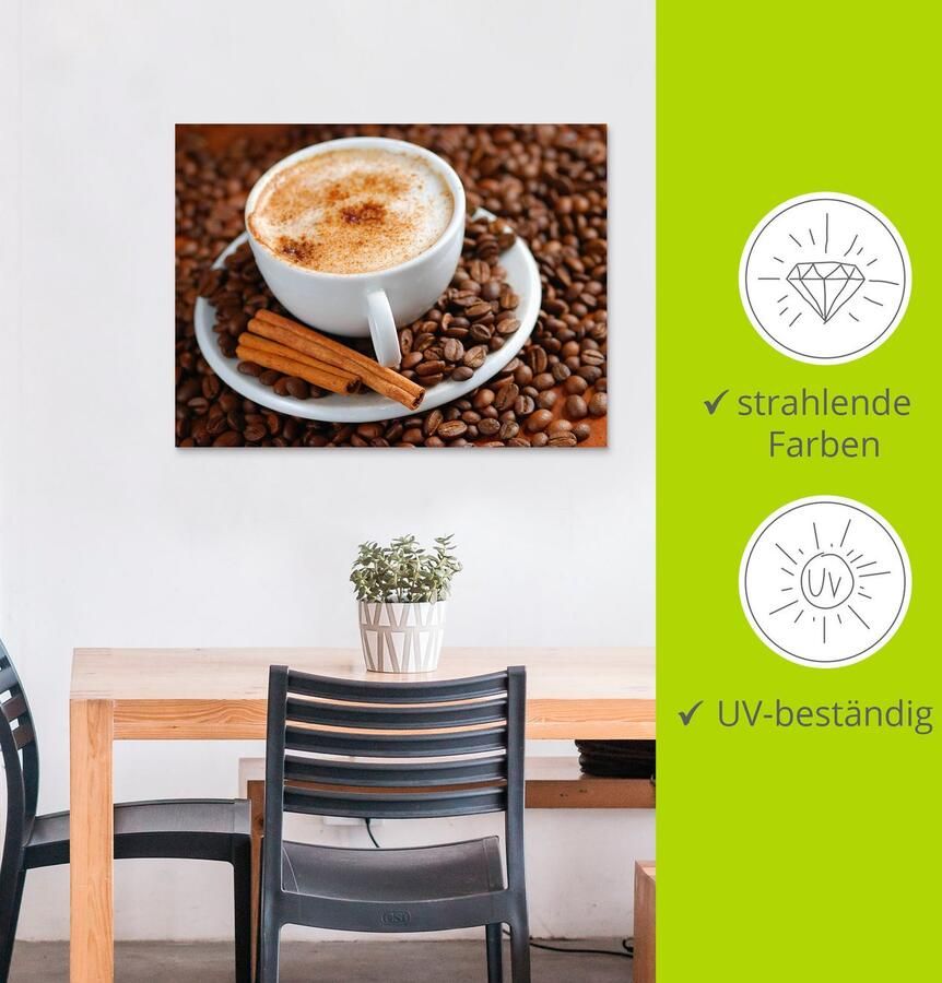 Artland Artprint Cappuccino koffie als artprint van aluminium artprint op linnen muursticker verschillende maten - Foto 3
