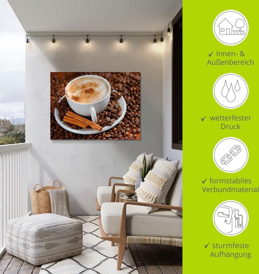 Artland Artprint Cappuccino koffie als artprint van aluminium artprint op linnen muursticker verschillende maten - Foto 4