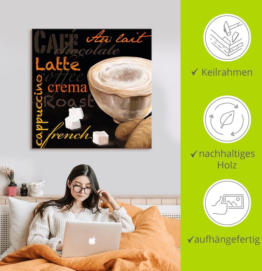 Artland Artprint Cappuccino koffie als artprint van aluminium artprint voor buiten artprint op linnen in verschillende maten - Foto 2