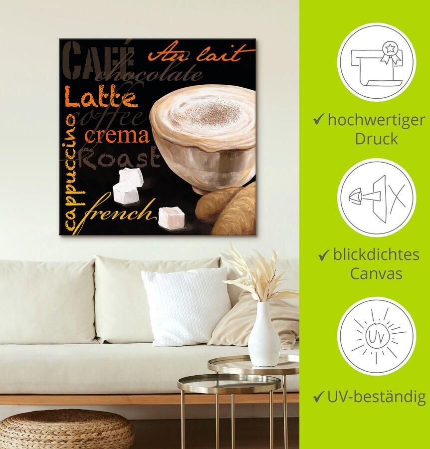 Artland Artprint Cappuccino koffie als artprint van aluminium artprint voor buiten artprint op linnen in verschillende maten - Foto 3