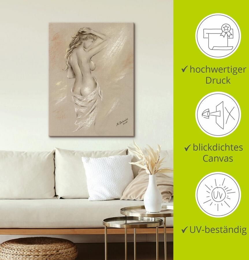 Artland Artprint Charmante rondingen vrouwelijke akte als artprint op linnen poster muursticker in verschillende maten - Foto 3