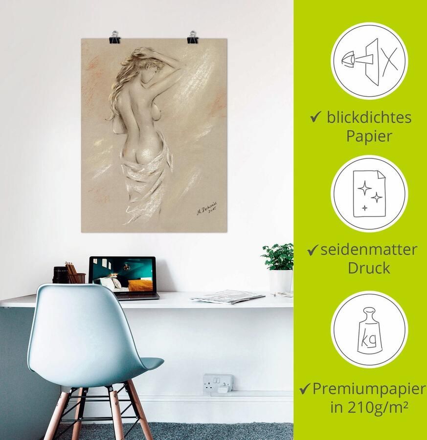Artland Artprint Charmante rondingen vrouwelijke akte als artprint op linnen poster muursticker in verschillende maten - Foto 3