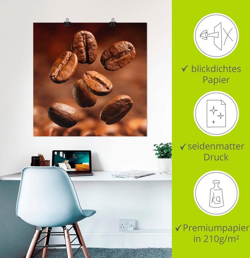 Artland Artprint Close-up van koffiebonen als artprint op linnen poster in verschillende formaten maten - Foto 2