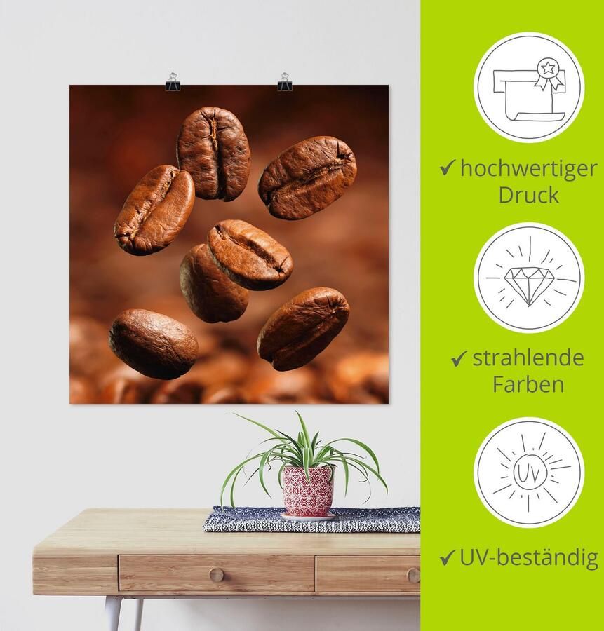 Artland Artprint Close-up van koffiebonen als artprint op linnen poster in verschillende formaten maten - Foto 3